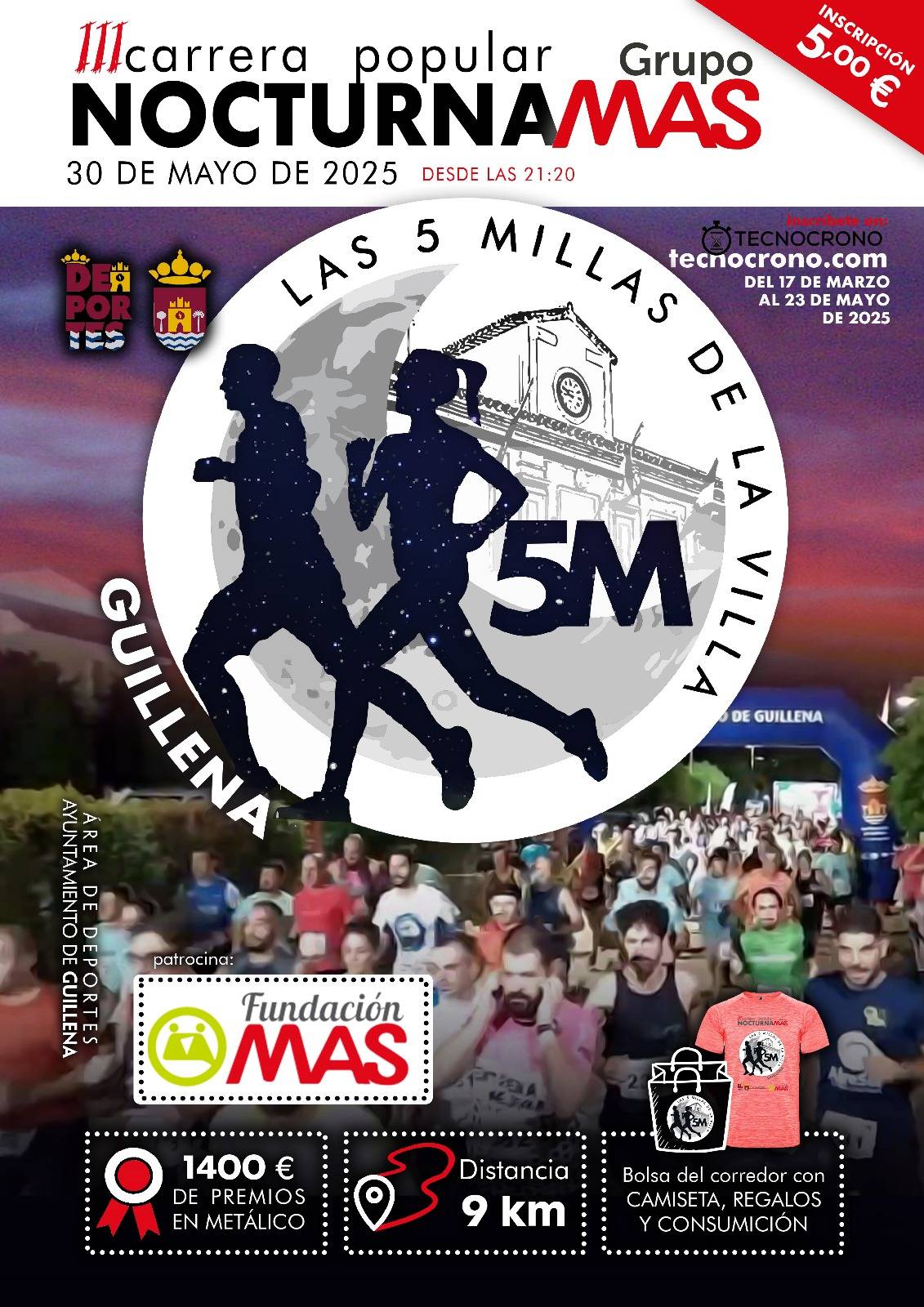 III CARRERA POPULAR NOCTURNA LAS CINCO MILLAS DE LA VILLA - Inscrivez-vous