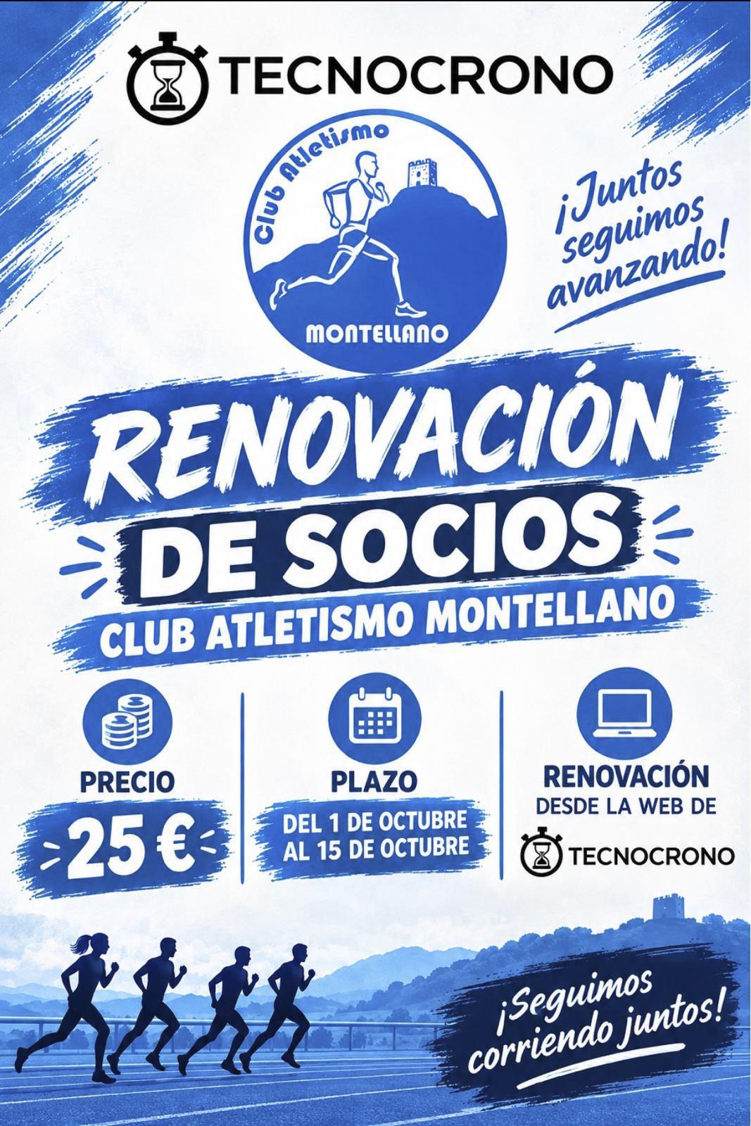 RENOVACION SOCIOS CLUB ATLETISMO MONTELLANO 2026-2027 - Inscríbete